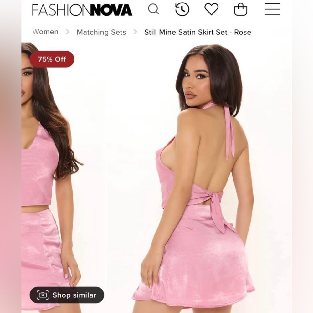 Fashion Nova Satin Skirt Set - Rose L